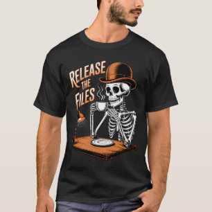 Release The Files Skeleton Drink Coffee Under Lamp T-Shirt