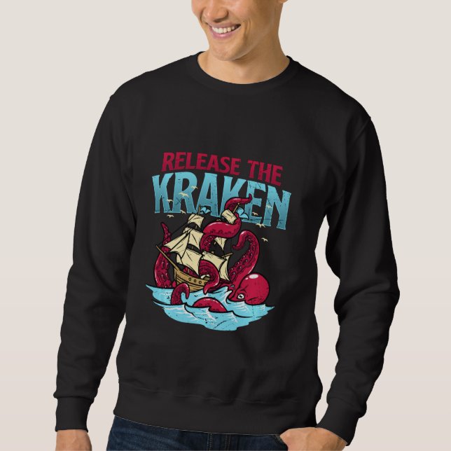 Release the Kraken! Zombi October Zombies Ship Lon Sweatshirt (Front)