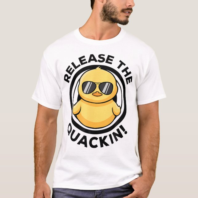 Release The Quackin I Love Duck Lovers Funny Yello T-Shirt (Front)