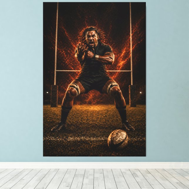 Relentless Dominance – Rugby Power Canvas Print (Insitu(Wood Floor))