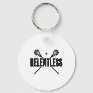 Relentless Lacrosse Player Quote Crossed Lax Stick Key Ring