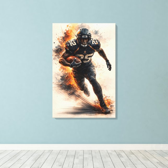 Relentless Rush – Power Football Canvas Print (Insitu(Wood Floor))