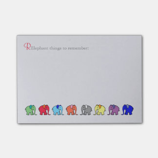 "RElephant to Remember" Rainbow Coloured Elephants Post-it Notes