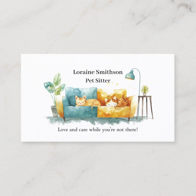 Reliable CAT Sitter Care Cute and Kawaii Business Card (Front)