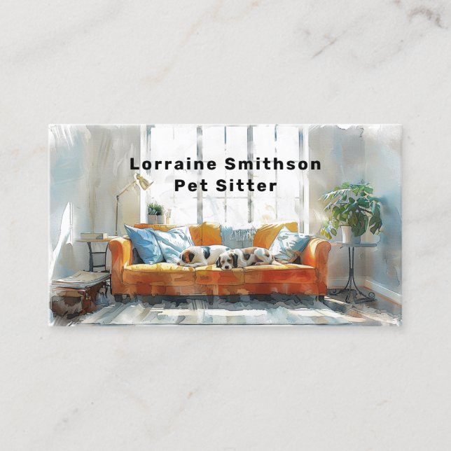 Reliable DOG Sitter Care Cute and Kawaii Business Card (Front)