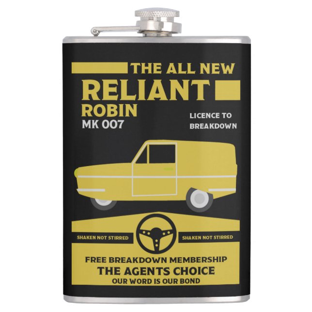 Reliant Robin Car Hip Flask (Front)