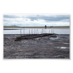 Relic of the Deep: Sunken Boat at Warland Dam Photo Print