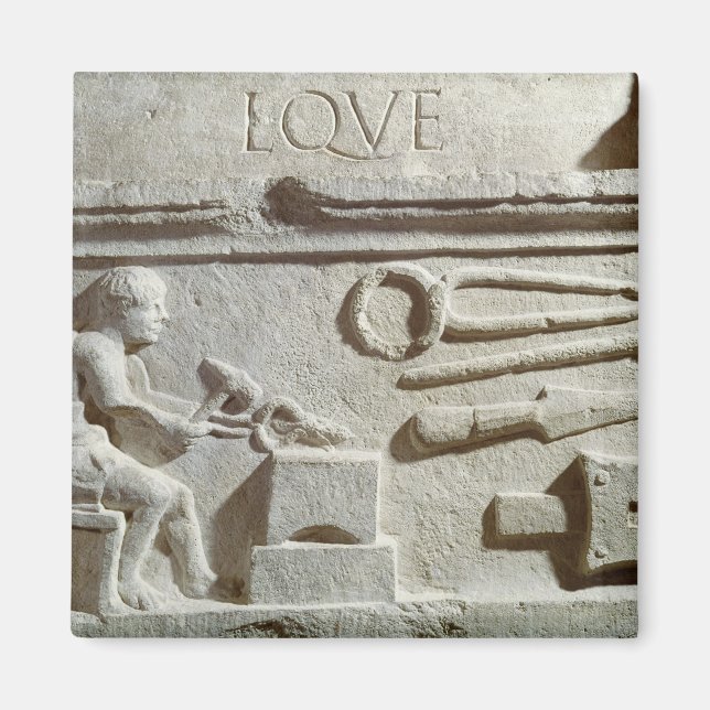 Relief depicting a blacksmith's shop and tools magnet (Front)