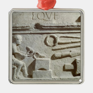 Relief depicting a blacksmith's shop and tools metal tree decoration