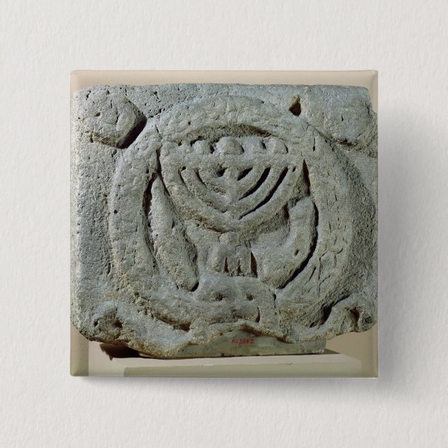 Relief depicting a menorah 15 cm square badge (Front)