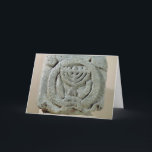 Relief depicting a menorah holiday card<br><div class="desc">Jewish School's Relief depicting a menorah,  from Umm Qeis (Ancient Gadara) Jordan (basalt) located at the Louvre,  Paris,  France. The Relief depicting a menorah,  from Umm Qeis (Ancient Gadara) Jordan was created around the 6th century.</div>
