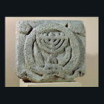 Relief depicting a menorah poster<br><div class="desc">Jewish School's Relief depicting a menorah,  from Umm Qeis (Ancient Gadara) Jordan (basalt) located at the Louvre,  Paris,  France. The Relief depicting a menorah,  from Umm Qeis (Ancient Gadara) Jordan was created around the 6th century.</div>