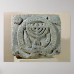 Relief depicting a menorah poster<br><div class="desc">Jewish School's Relief depicting a menorah,  from Umm Qeis (Ancient Gadara) Jordan (basalt) located at the Louvre,  Paris,  France. The Relief depicting a menorah,  from Umm Qeis (Ancient Gadara) Jordan was created around the 6th century.</div>