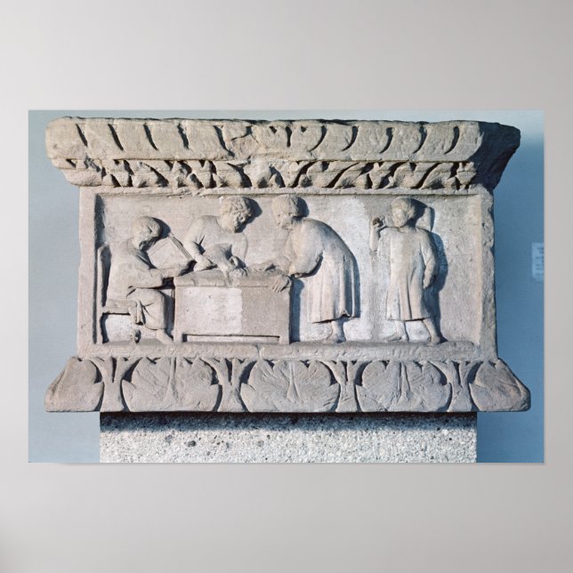 Relief depicting a tax collecting scene poster (Front)