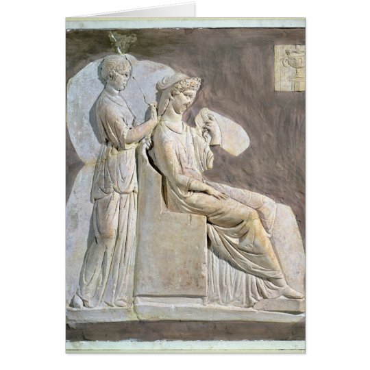 Relief depicting a woman at her toile card