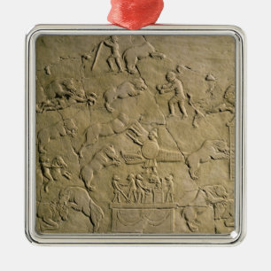 Relief depicting circus games metal tree decoration
