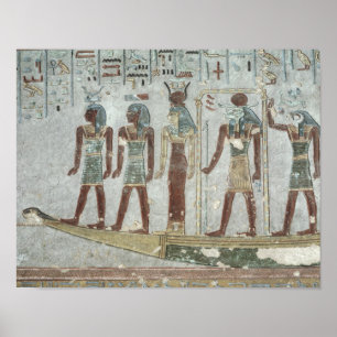 Relief depicting Khnum in a funerary barque Poster
