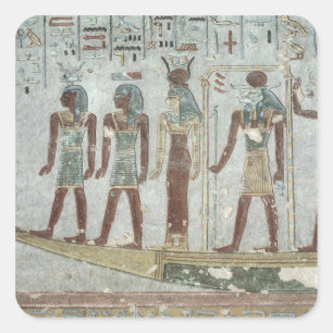 Relief depicting Khnum in a funerary  barque Square Sticker