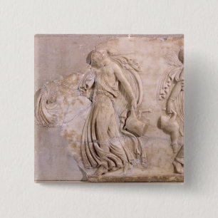 Relief depicting maenads dancing, from Tunisia 15 Cm Square Badge