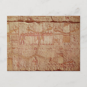 Relief depicting sacred boats carried by postcard
