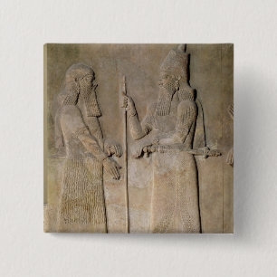 Relief depicting Sargon II and a vizier 15 Cm Square Badge