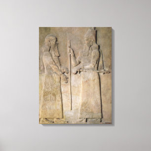 Relief depicting Sargon II  and a vizier Canvas Print