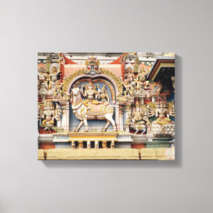 Relief depicting Shiva and Parvati riding Canvas Print