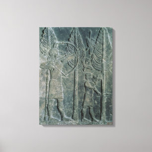 Relief depicting the hunting of birds in the canvas print