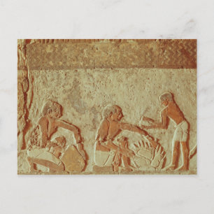 Relief depicting the making and baking of bread postcard