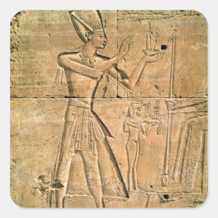 Relief depicting Tuthmosis III  making an Square Sticker