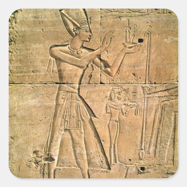 Relief depicting Tuthmosis III  making an Square Sticker (Front)