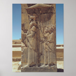 Relief depicting Xerxes I with two attendants Poster