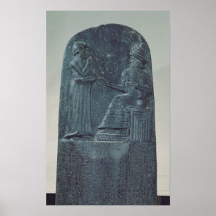 Relief Figure of the God Shamash dictating laws Poster