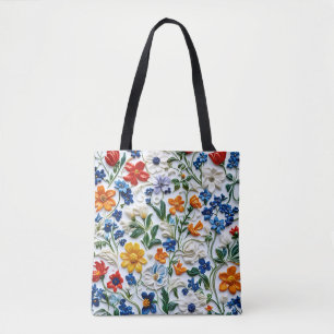 Relief Flower Tote Bag   Elegant Floral Design