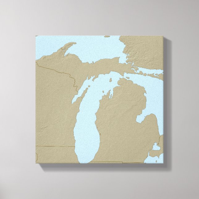 Relief Map of Michigan Canvas Print (Front)