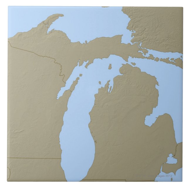 Relief Map of Michigan Tile (Front)