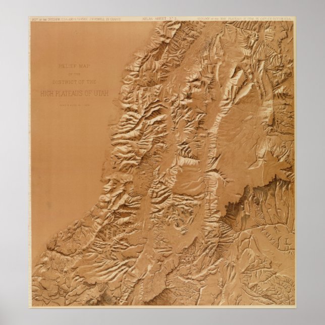 Relief map of Utah Poster (Front)