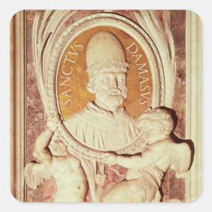 Relief of Damasus I  on a nave pilaster Square Sticker