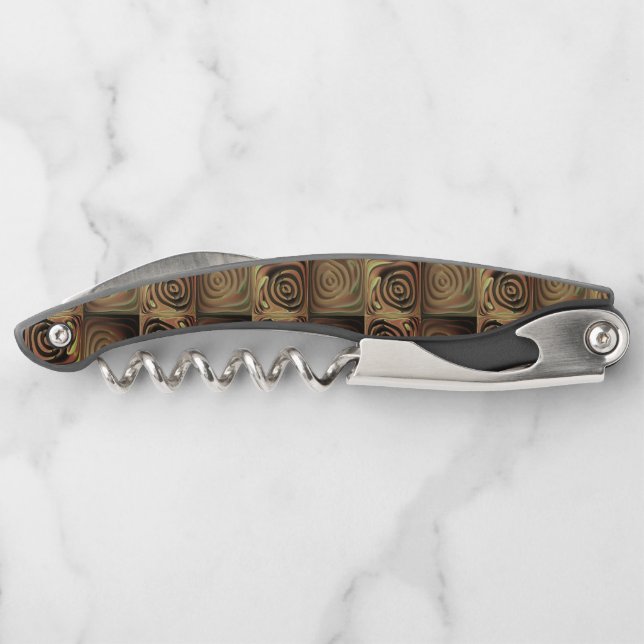 Relief of squares with brown gradient  circles corkscrew (Back)