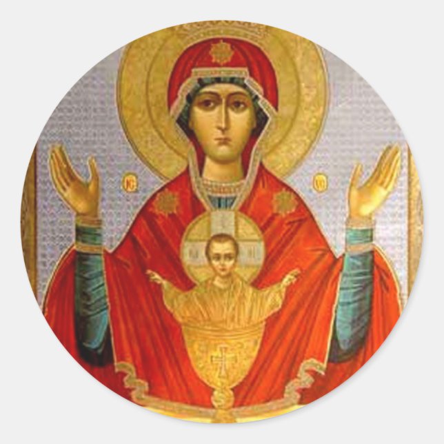 religeous icon holy mary and child classic round sticker (Front)