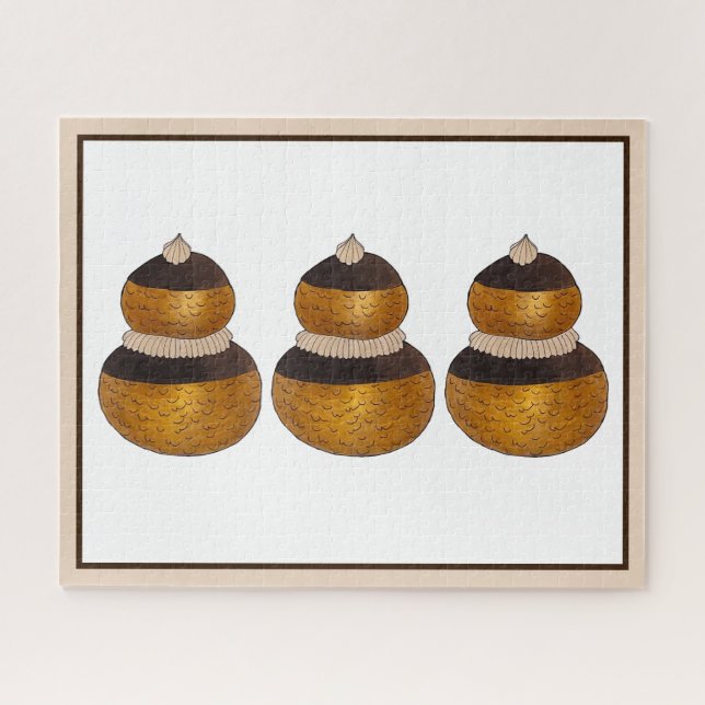 Religieuse French Choux Pastry Cream Puff Dessert Jigsaw Puzzle (Horizontal)