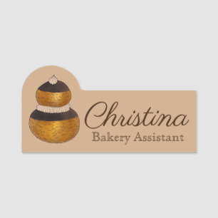Religieuse French Choux Pastry Cream Puff Dessert Name Tag
