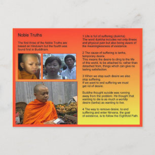 Religion, Buddhism, Noble truths Postcard