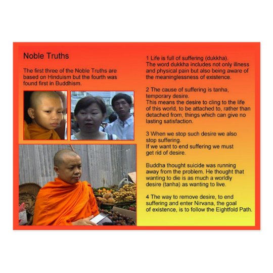 Religion, Buddhism, Noble truths Postcard