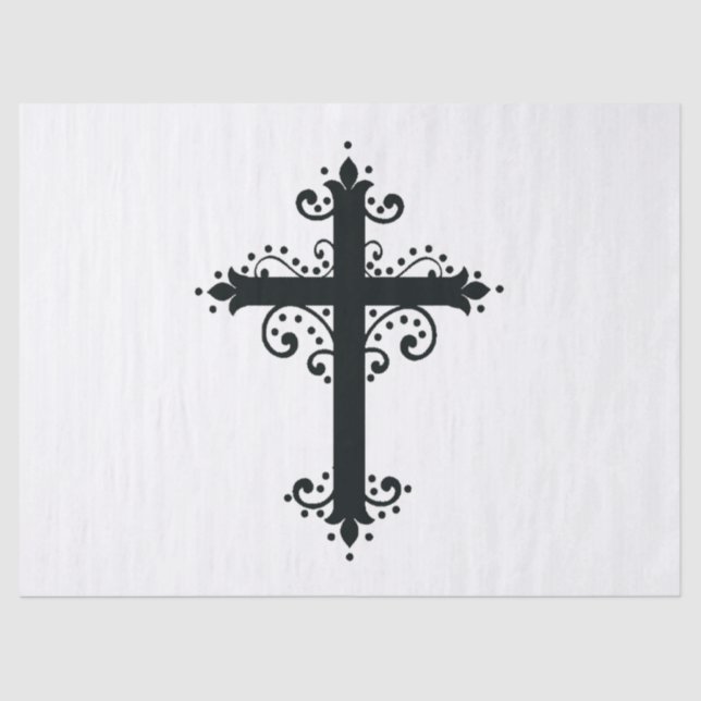 Religion Cross with an ornament Tissue Paper (Front)