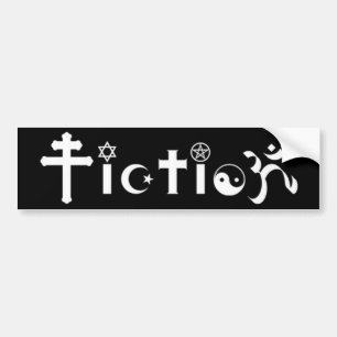 Religion = Fiction (black) Bumper Sticker