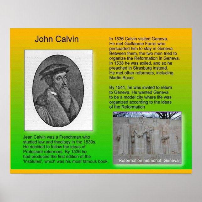 Religion, History Reformation "John Calvin" Poster (Front)