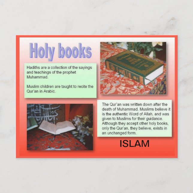 Religion, Islam, Holy Books Postcard (Front)