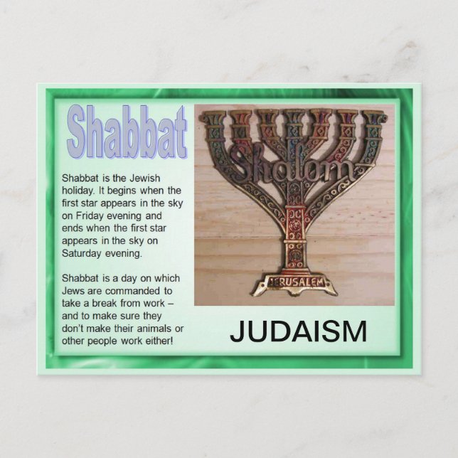 Religion,  Judaism, Shabbat Postcard (Front)