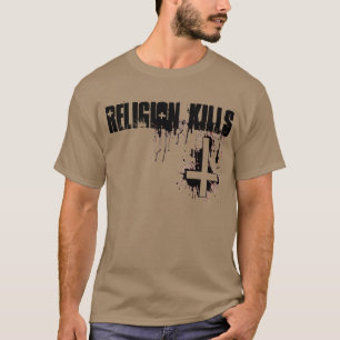 Religion Kills Blood Inverted Cross T-Shirt